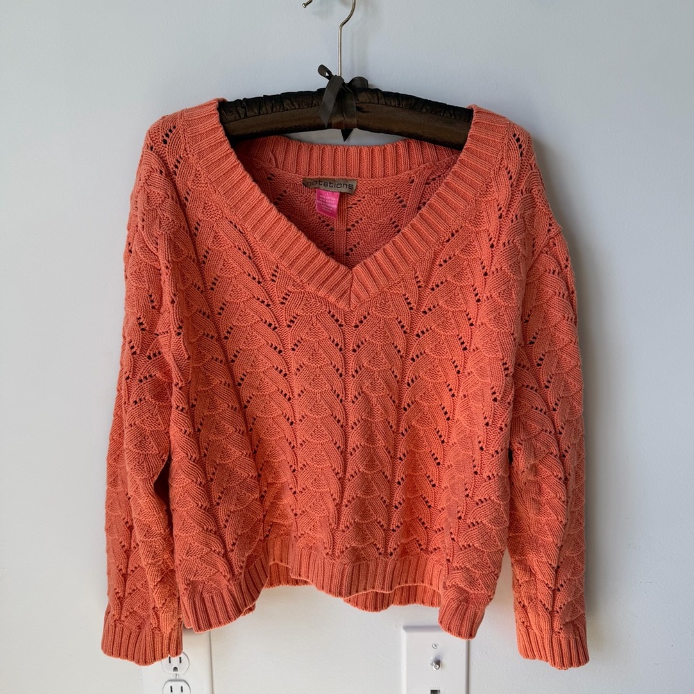 Vintage 2000’s off the shoulder orange knit sweater